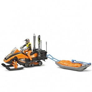 Снегоход с креплением Акиа, водителем и горнолыжником (Bruder, 63-100) 