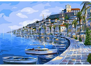 Раскраски по номерам - Картина «Набережная Ибицы», 40 х 50 см. (Белоснежка, 057-CG)