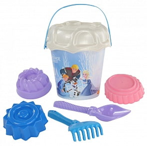 Набор Disney Холодное сердце №14: ведро большое с наклейкой, ситечко большое №3, лопата №6, грабли №6, 3 формочки-пирожные (Полесье, 67326) (ассортимент)