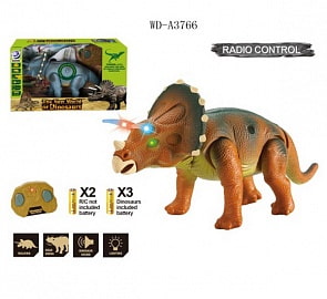 Динозавр Трицератопс на радиоуправлении, световые и звуковые эффекты (Junfa Toys, 9982)