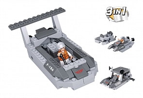 Конструктор - Армия 3 в 1: военный катер с фигуркой, 97 деталей (Sluban, M38-B0537D)