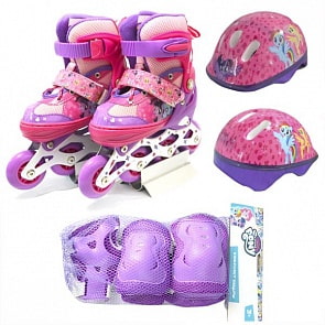 Набор - Мой маленький пони, раздвижные ролики размер 30-33, защита и шлем (MLP30-33SETsim)