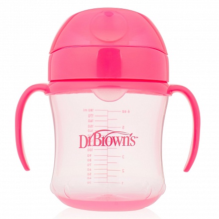 Чашка-непроливайка с мягким носиком, ручками и откидывающейся крышкой, 180 мл, 6+ месяцев, цвет розовый 