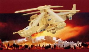 Сборная деревянная модель - Чёрная акула Ка-50 (Wooden Toys, P099)