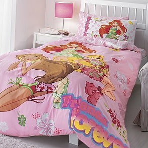 Комплект постельного белья для девочек Winx Friends Forever, 3-12 лет (Tac, 8329A-90000092)  Комплект постельного белья для девочек Winx Friends Forever, 3-12 лет (Tac, 8329A-90000092)
