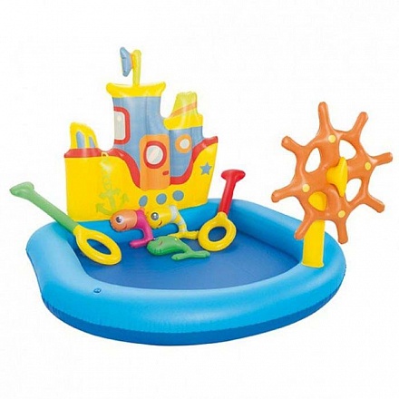 Надувной бассейн – Кораблик с принадлежностями для игр, 5 штук, 140 х 130 х 104 см, 84 л 