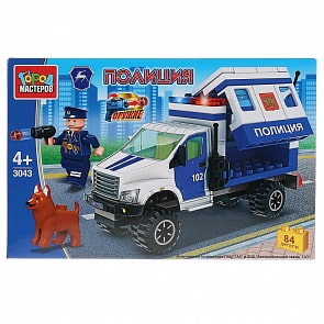 Конструктор из серии ГАЗ - Патруль с собакой, с фигуркой, 84 детали (Город мастеров, 3043-KK)
