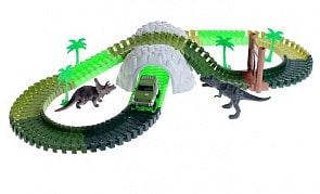 Гибкий трек - Динопарк, пещера, ворота, 1 машинка, 109 деталей (1toy, Т13205)