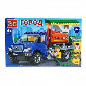 Конструктор - Газ некст - Бензовоз на заправке, 120 деталей (Город мастеров, 3321-KK)