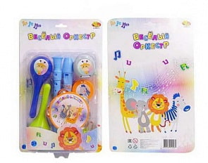 Набор музыкальных инструментов - Веселый оркестр - Флейта, маракасы, бубен, кастаньеты  (ABtoys, D-00073)