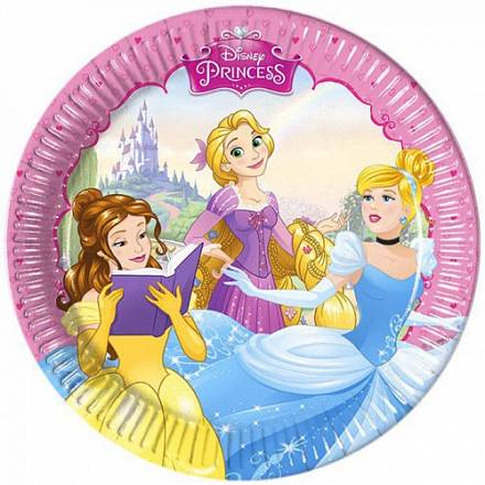 Набор из 8 бумажных тарелок серии Принцессы мечты, размер 20 см. 
