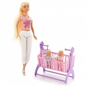 Набор из 3-х кукол - Мама и 2 ребенка с кроваткой и аксессуарами (Defa Lucy, 8359- DEFA) (ассортимент) 