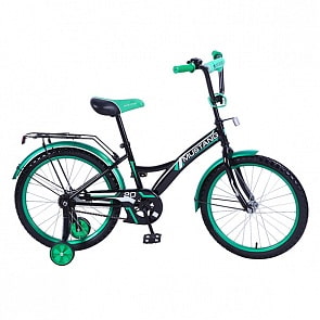 Велосипед детский – Mustang, черно-зеленый со страховочными колесами (ST20002-GWsim) 