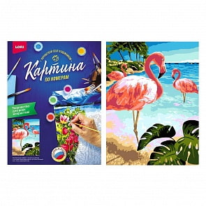 Раскраска по номерам Фламинго на пляже (Lori, Ркн/ф-234)