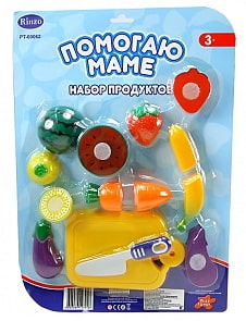 Набор продуктов питания на липучках, для резки, серии помогаю маме, 14 предметов (RINZO, PT-00062/PT-00063)