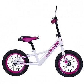 Беговел Mustang с надувными колесами 12", рама JK-тип, звонок, зеркало, цвет -бело/розовый (ST12023-JKsim)