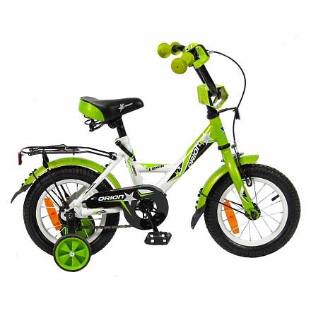Двухколесный велосипед Lider Orion диаметр колес 12 дюймов, белый/зеленый 