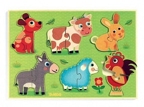 Рамка-вкладыш - Животные на лугу (Djeco, 01259k)
