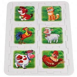 Мягкий кубик-пазл Домашние животные В. Степанов, 6 деталей ЭВА (Умка, 4690590149645)
