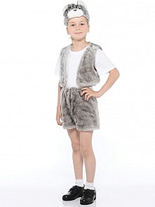 Костюм карнавальный детский – Кот серый, мех, размер 28 (Батик, 108-28)