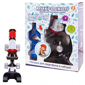 Микроскоп с аксессуарами, увеличение 100х, 400х, 1200х (Junfa Toys, ZY852908)