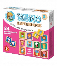 Игра деревянная Мемо - Забавные зверюшки (Десятое королевство, 02980ДК) - миниатюра