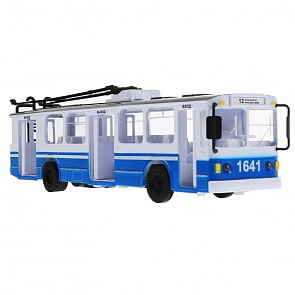 Троллейбус инерционный, открываются двери, 31,5 см, свет и звук (Технопарк, SB-14-02-GN-OB) (ассортимент)