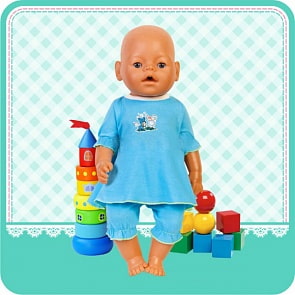 Комплект одежды для куклы ростом 40-42 см — платье и бриджи (Карапуз, OTF-40-RU-HKsim)