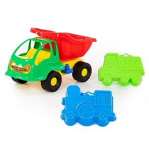 Набор №50: Муравей автомобиль-самосвал + формочки самосвал + паровоз (Полесье, 3126) (ассортимент)