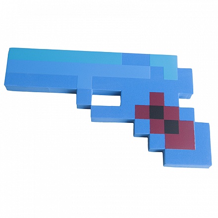 Пистолет 8 Бит, синий пиксельный, 22 см 