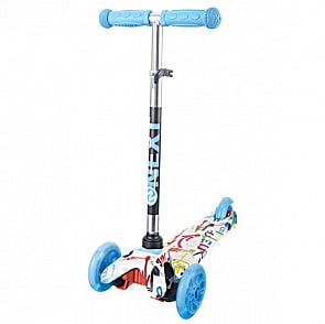 Трехколесный самокат, светящиеся колеса 12 и 7,6 см, голубой (Next, GT-4105P-BLUEsim)
