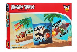 Пазл 49 элементов 19 х 19 см 3 картинки в 1 коробке Angry Birds (Hatber, 49ПЗ5_12721)