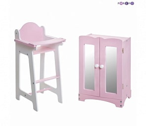 Набор кукольной мебели – Шкаф и стул, цвет розовый (Paremo, PFD116-17)