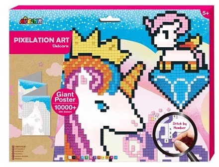 Картина из пиксельной мозаики - Единорог 