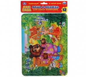 Макси-пазл – Маша и Медведь, 12 деталей (Умка, 4690590114988sim)