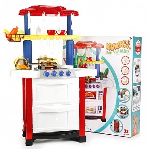 Игровой набор – Кухня с аксессуарами, свет и звук, 33 детали (Yako, YTM7116-1sim)