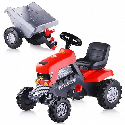 Каталка-трактор с педалями Turbo с полуприцепом 