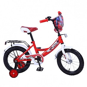 Велосипед детский Lady Bug с колесами 14", рама А-тип, багажник, страховочные колеса, щиток на руле, красно/белый (ST14003-Asim)