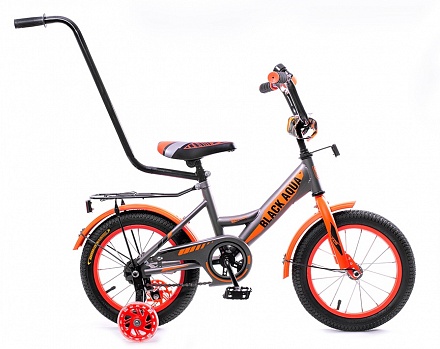 Велосипед 2-х колесный BA 1401-Т с ручкой, серо-оранжевый неон, диаметр колес 14 дюйм 
