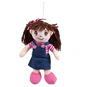 Кукла мягконабивная в джинсовом сарафане, 20 см (ABtoys, M6036)