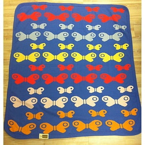 Плед-покрывало вязанный UPS PUPS Бабочки, 90*100 (акрил, синий)