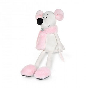 Крыса Василиса в розовом шарфике и тапочках, 23 см (MaxiToys, MT-MRT021926-23)
