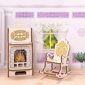 Набор из коллекции Барокко - Камин и кресло-качалка (ЯиГрушка, 59790)