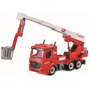 Пожарная машина-конструктор с выдвижной стрелой, фрикционная, свет, звук, 1:12 (Funky toys, FT61113)