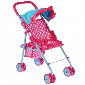 Коляска-книжка металлическая, 8 поворотных колес по 7 см, ремень с застежкой, корзинка (Карапуз, 63BIW-20-C1)