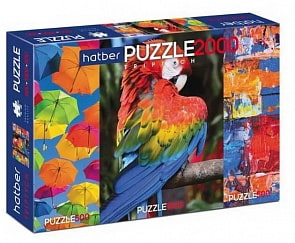 Пазлы Premium 500+1000+500 элементов – Triptych, 3 картинки, Яркие краски (Hatber, Т2000ПЗ2-22347)