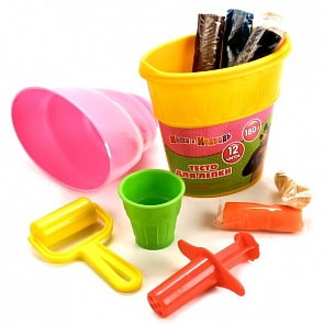 Тесто для лепки - Маша и Медведь - Мороженое, 12 цветов, 180 грамм, с аксессуарами (Multiart, 18012ICPD-MMsim)