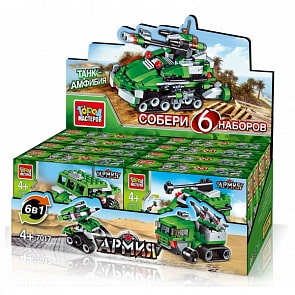 Конструктор – мини-наборы Армия, 6 шт. в дисплее (Город Мастеров, JS-7017-Rsim)
