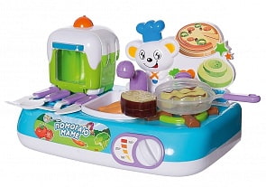 Кухня-мини с раковиной, плитой, духовкой и аксессуарами из серии Помогаю Маме, свет и звук (ABtoys, PT-01109)