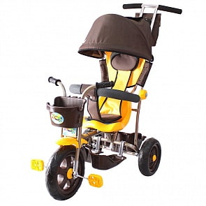 Л001 3-х колесный велосипед Galaxy - Лучик с капюшоном, коричнево-желтый (RT, 5391RT)